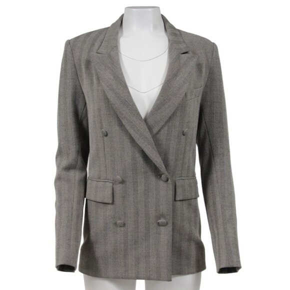 RTA Womens Herringbone Double Breasted Blazer Small White Grey Black Jacket - Picture 1 of 12
